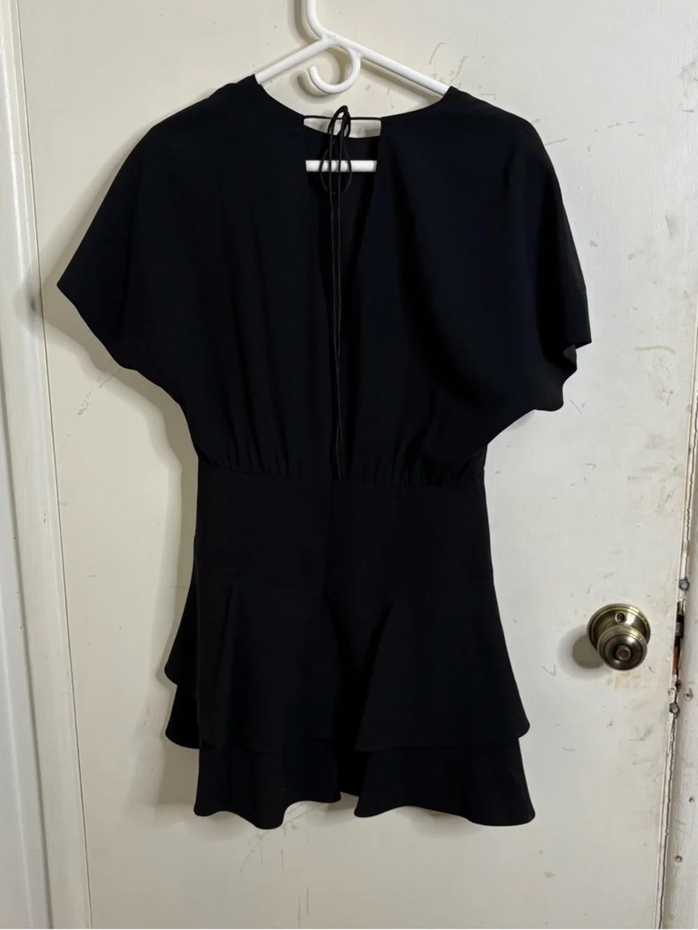 Alice + Olivia Black Mini Dress with Layered Ruffle Skirt - Picture 2 of 14